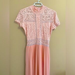 Pink Lace & Chiffon Tailored Bridesmaid Dress , Graduation Dress , Prom Dress